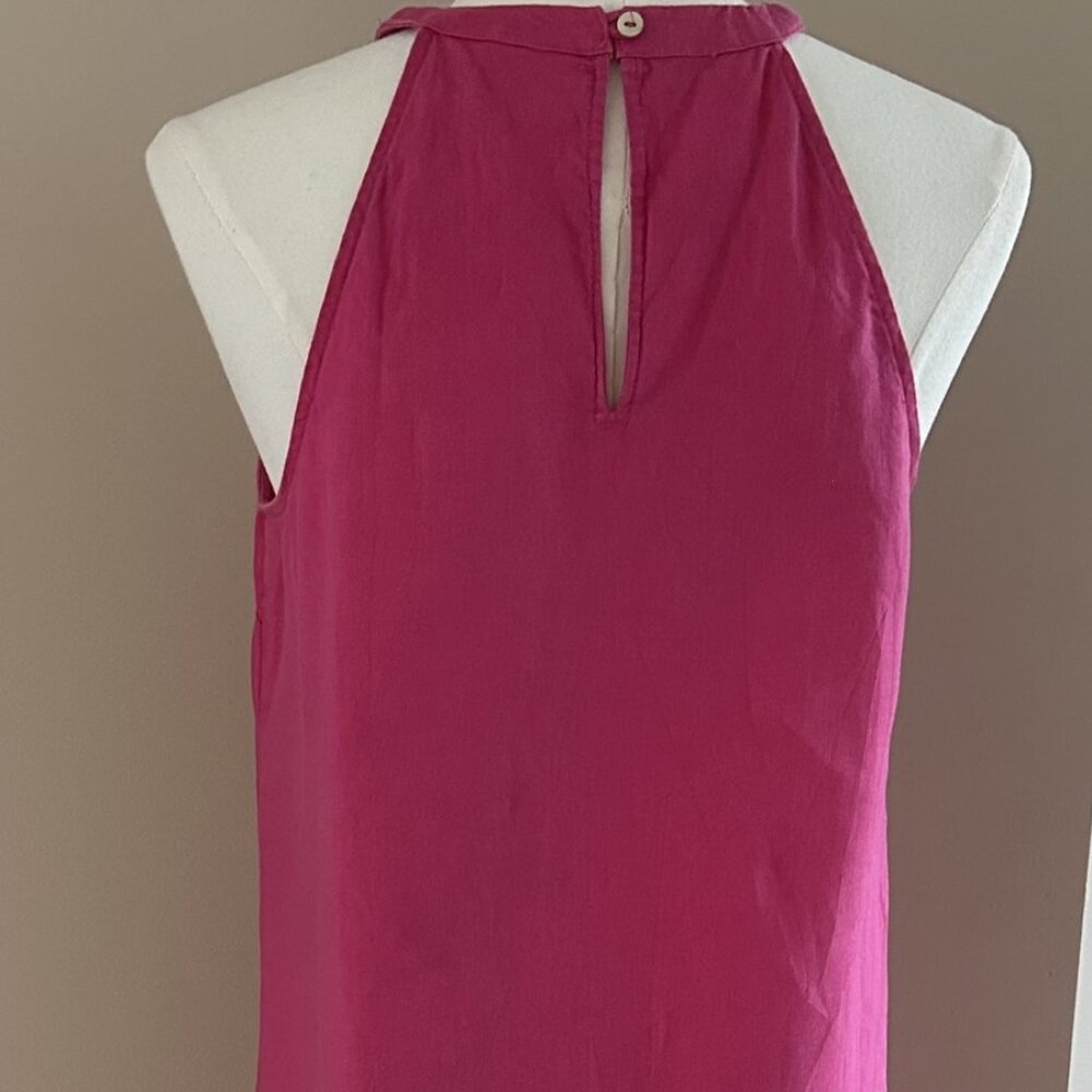 Sigrid Olsen | Fuchsia A-line Linen Summer Dress Sz Small - Picture 2 of 4